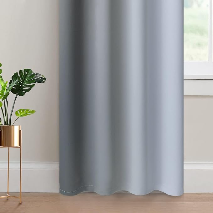 Yakamok Light Blocking Ombre Curtains, Greyish White and Grey Gradient Color Curtains, Room Darkening Grommet Window Drapes for Bedroom(52x90 Inch, Grey, 2 Panels)
