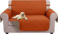 U-NICE HOME Loveseat Sofa Cover Reversible Couch Covers for 2 Cushion Couch for Dogs Furniture Protector Cover with Elastic Straps Water Resistant(Loveseat Small, Orange/Taupe)