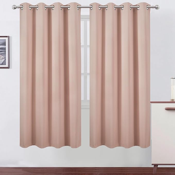 LEMOMO Blush Thermal Blackout Curtains/52 x 72 Inch/Set of 2 Panels Room Darkening Curtains for Bedroom