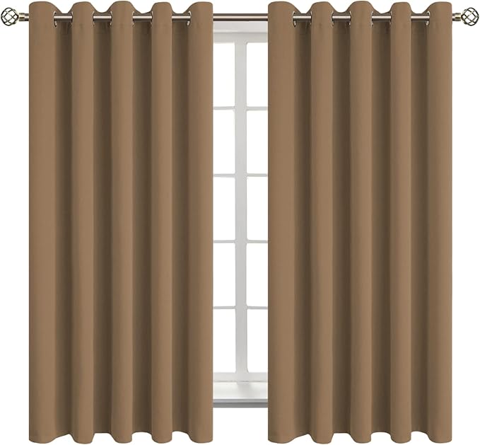 BGment Blackout Curtains for Bedroom - Grommet Thermal Insulated Room Darkening Curtains for Living Room, Set of 2 Panels (70 x 63 Inch, Taupe)