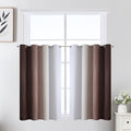 Estelar Textiler Brown and Greyish White Ombre Short Blackout Cafe Curtains 36 Inch Length, Thermal Insulated Grommet Small Half Window Drapes for Kitchen/Basement/RV Camper, 52Wx36L, 2 Panels