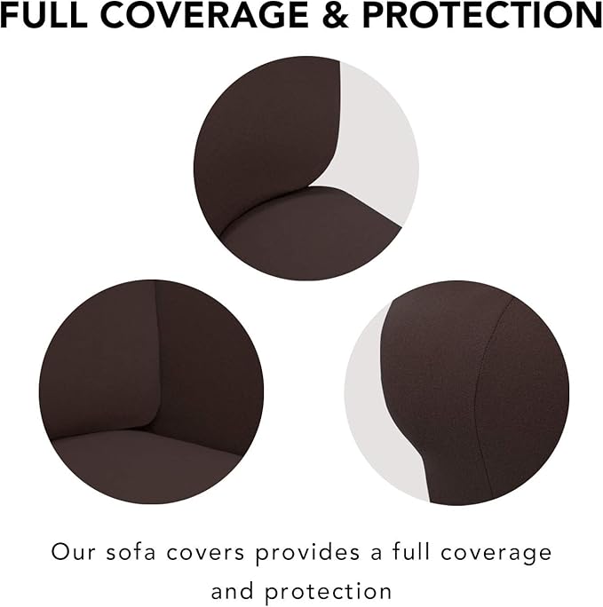 PureFit Super Stretch Sofa Slipcover – Spandex Non Slip Soft Couch Sofa Cover, Washable Furniture Protector with Non Skid Foam and Elastic Bottom for Kids, Pets （Oversized Sofa, Chocolate）
