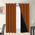 Yakamok Orange 100% Blackout Curtains, Total Blackout Lined Curtain Panels for Bedroom, 2 Thick Layers Grommet Top Thermal Insulated Blackout Drapes for Living Room(52Wx63L, Burnt Orange, 2 Panels)