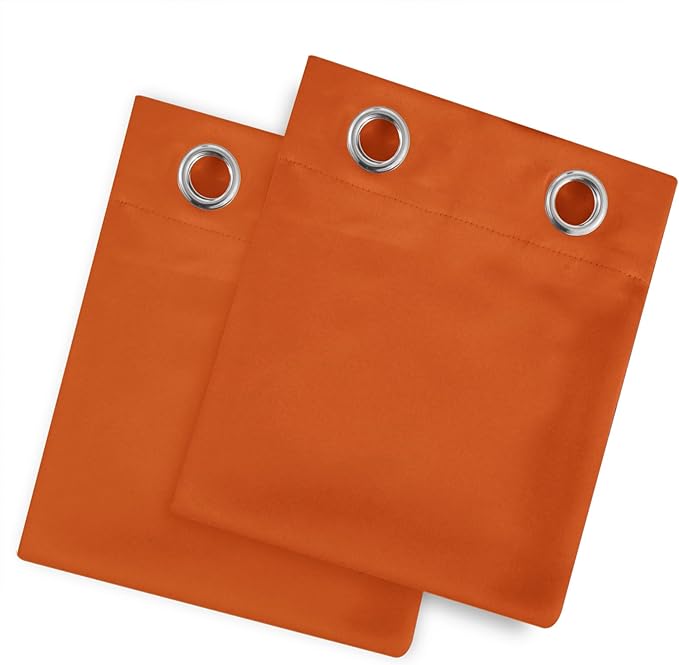 LEMOMO Blackout Curtains 52 x 90 Inch Long Orange Curtains Set of 2 Panels Room Darkening Curtains for Bedroom and Living Room