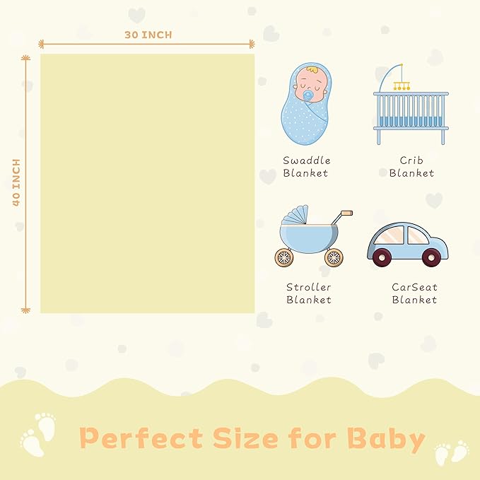 Yurhap Fleece Baby Blanket Heart Checkered Blanket, Ultra Soft Cozy Baby Blankets for Girls Boys, Fluffy Infant Toddler Newborn Receiving Blankets for Crib Stroller 30”×40” (Yellow)