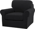 Turquoize 2 Piece Chair Covers Chair Slipcovers for Living Room Armchair Couch Cover Chair Sofa Cover with Individual Cushion Covers Furniture Cover for Chairs Feature Jacquard Fabric (Chair, Black)