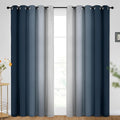 SimpleHome Ombre Room Darkening Curtains for Bedroom, Gradient Navy Blue to Grey White Light Blocking Thermal Insulated Grommet Window Curtains/Drapes for Living Room,2 Panels, 62x84 inches Length