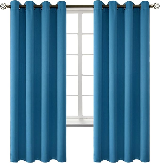 BGment Blackout Curtains - Grommet Thermal Insulated Room Darkening Bedroom and Living Room Curtains, Set of 2 Panels (52 x 72 Inch, Steel Blue)