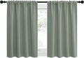 NICETOWN 2 Panels Blackout Curtains, Rod Pocket Thermal Insulated Drapes for Kitchen, Heavy Duty Small Window Treatment for Dorm Room, Studio Apartment, Basement (Greyish Green, W42 x L30)