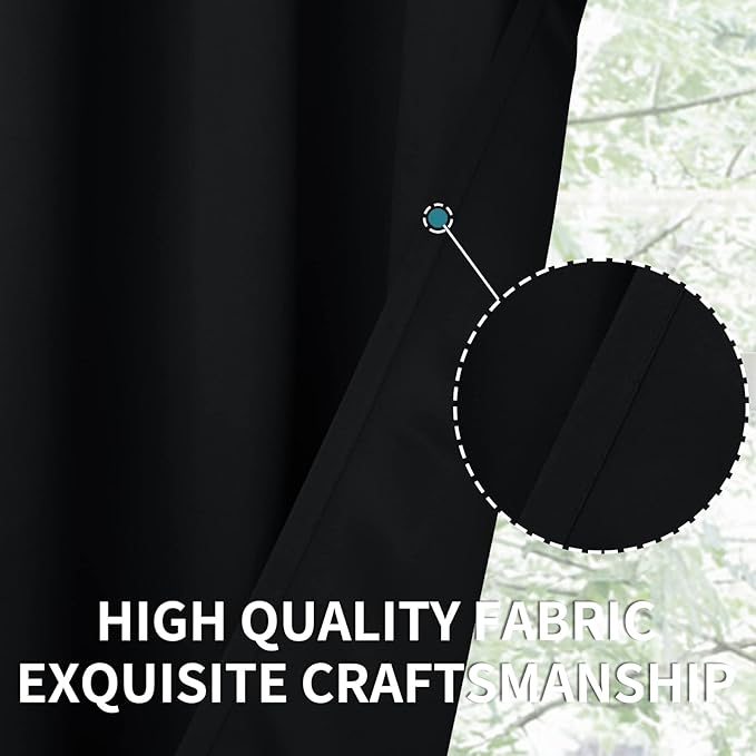 BGment Blackout Curtains - Grommet Thermal Insulated Room Darkening Bedroom and Living Room Curtains, Set of 2 Panels (52 x 120 Inch, Black)