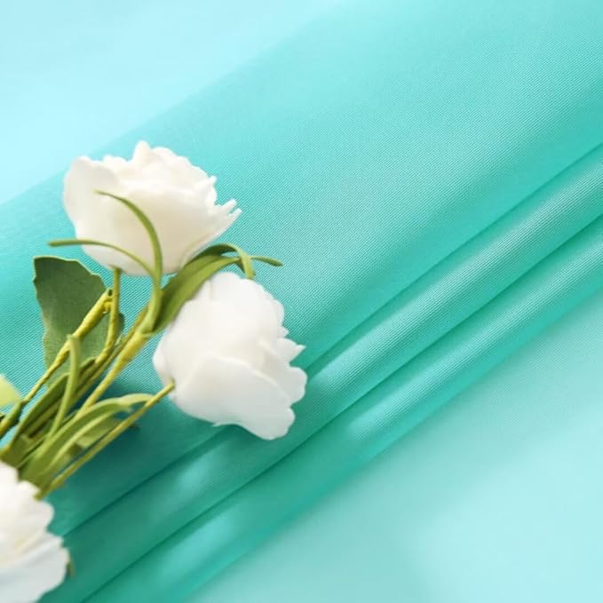 SpaceDresser Sheer Voile Window Treatment Rod Pocket Curtain Panels for Kitchen Bedroom Living Room Drapes Sunlight Filtering Privacy Semi Home Decor Assorted Colors Sizes (Turquoise, 52 W x 72 L)