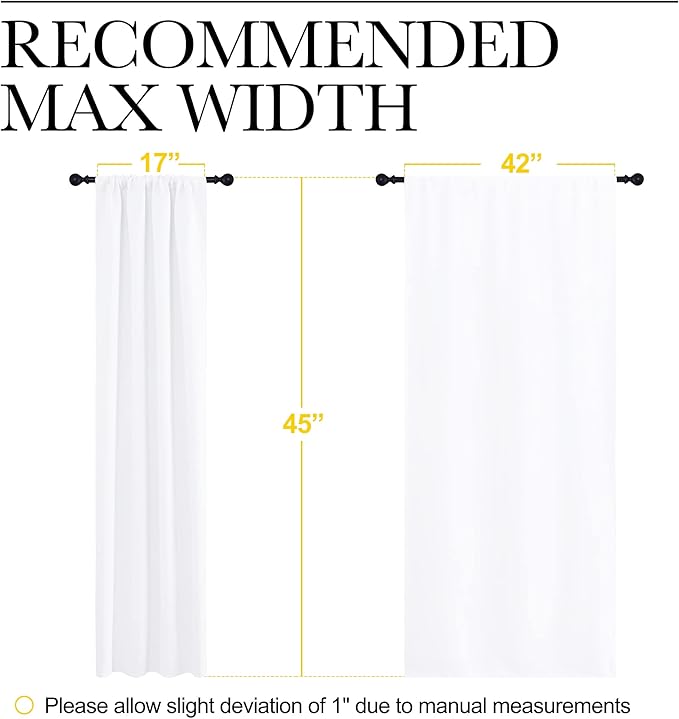 NICETOWN Window Curtain Panels - Rod Pocket Curtain Set for Bedroom (White, 2 Panels, 42 by 45)