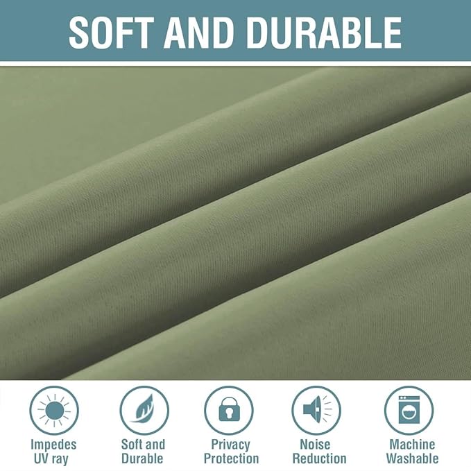 H.VERSAILTEX Blackout Curtains Grommet Thermal Insulated Room Darkening Curtains for Bedroom and Living Room Energy Saving Solid Blackout Curtains, 1 Panel (52 x 108 Inch, Sage)