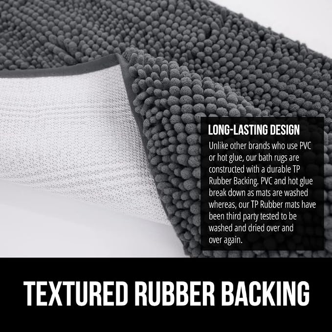 GORILLA GRIP Bath Rug Mat 36x24, Soft Absorbent Chenille, Quick Dry Microfiber - Image 5