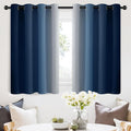 SimpleHome Ombre Room Darkening Curtains 36 inches Length for Bedroom,Grommet Gradient Light Blocking Blue Gradient Window Curtains for Living Room,2 Panels, 52x36 inches