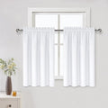 DWCN White Curtains for Living Room Thermal Insulated, 50% Light Blocking Curtains for Bedroom, Dining Room Window, W 42x L 36 Inch, Set of 2 Rod Pocket Curtain Panels