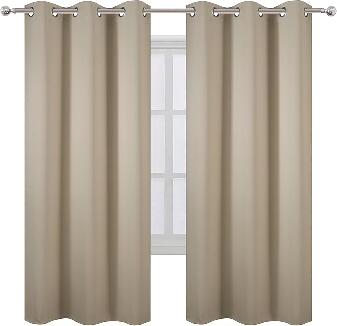 LEMOMO Beige Thermal Blackout Curtains/42 x 72 Inch/Set of 2 Panels Room Darkening Curtains for Bedroom