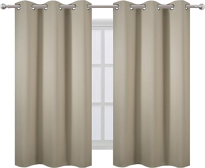 LEMOMO Beige Thermal Blackout Curtains/38 x 54 Inch/Set of 2 Panels Room Darkening Curtains for Bedroom