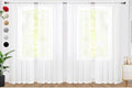 SpaceDresser Sheer White Curtains 4 Panels Rod Pocket Semi-Sheer Curtain 96 Inches Long Light Filtering Voile Window Drapes for Bedroom Living Room Kitchen, Each 52W x 96L