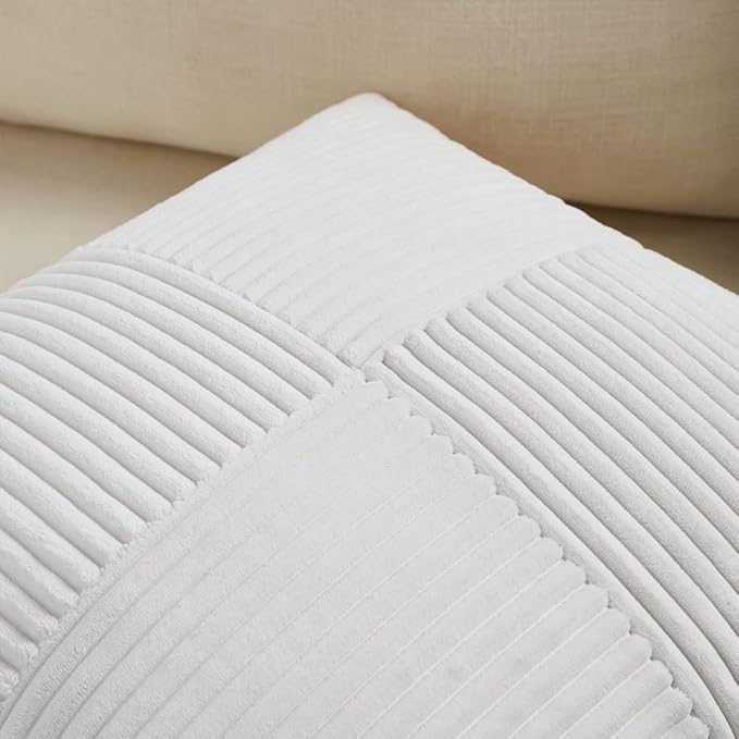 Fancy Homi 2 Packs White Samll Decorative Throw Pillow Covers 12x12 Inch with for Couch Bed Sofa, Rustic Farmhouse Boho Home Decor, Soft Corss Patchwork Corduroy Square Cushion Case 30x30 cm