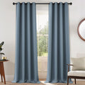 Yakamok Blackout Curtains Room Darkening Thermal Insulated Window Panels,Solid Grommet Top Drapes for Bedroom/Living Room(52x108 Inch, Stone Blue, 2 Panels)