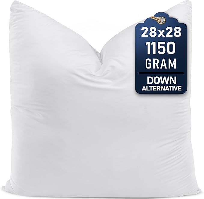 Utopia Bedding Throw Pillows (Set of 1, White) – 28 x 28 Inches Down Alternative Pillows for Bed, Sofa, and Couch - Fluffy Decorative Stuffer Pillow for Indoors & Outdoors