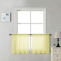 Chyhomenyc Sheer Tier Curtains 24 Inch Length - Small Window Kitchen Curtains for Bathroom Living Room Basement, Rod Pocket Farmhouse Short Voile Curtain 42Wx24L, 2 PCS, Light Yellow
