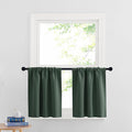 RYB HOME Cafe Blackout Curtains 24 inch Length, RV Curtains for Camper Windows, Mini Short Small Insulating Light UV Blocking Privacy Half Window Tiers, Width 29 by Length 24, Dark Green, 2 Panels