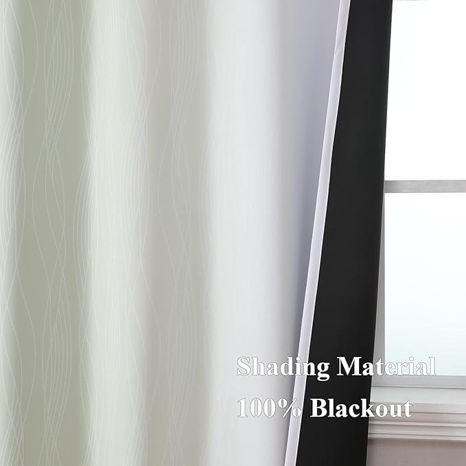 Estelar Textiler Sage Green and Greyish White Ombre Blackout Curtains 54 Inch Length 2 Panels, Full Room Darkening Drapes for Kitchen, Thermal Insulated Grommet Short Curtains for Bedroom,42Wx54L