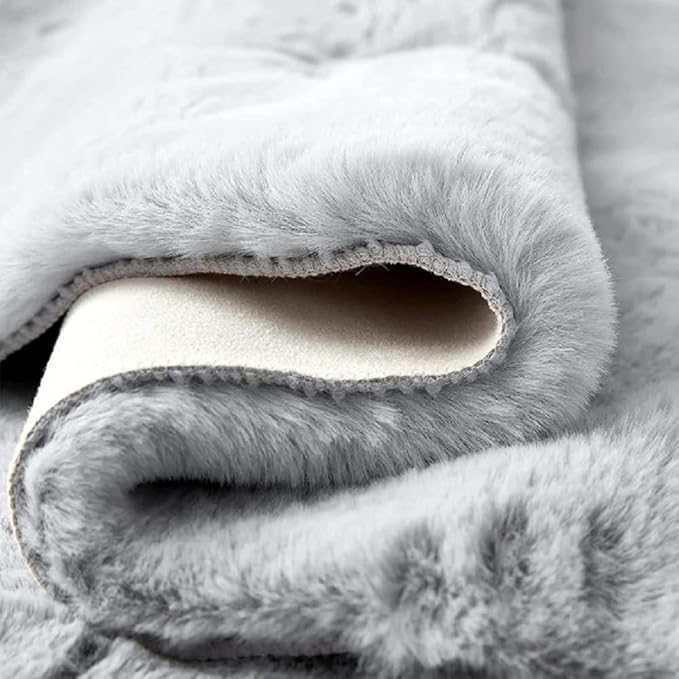 ORINOVA Silver Grey Plush Washable Area Rugs 8x10 Shag Rugs for Living Room Faux Fur Rugs for Bedroom Teen Room Decor Rectangle Nursery Rug