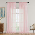 OVZME Blush Pink Bedroom Curtains 96 Length for Farmhouse, 59 Inch Extra Wide Light Filtering Voile Drapes Light Airy Window Decor for Patio Door Living Room Bedroom Dining, 59Wx96L Inches