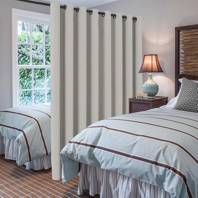 H.VERSAILTEX Blackout Patio Curtains 100 x 84 Inches for Sliding Door Extral Wide Blackout Curtain Panels Thermal Insulated Room Divider - Grommet Top, 7' Tall by 8.5' Wide - Pale Oak