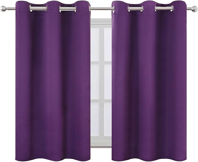 LEMOMO Purple Blackout Curtains 42 x 54 Inch Length Set of 2 Panels Grommet Bedroom Curtains for Living Room