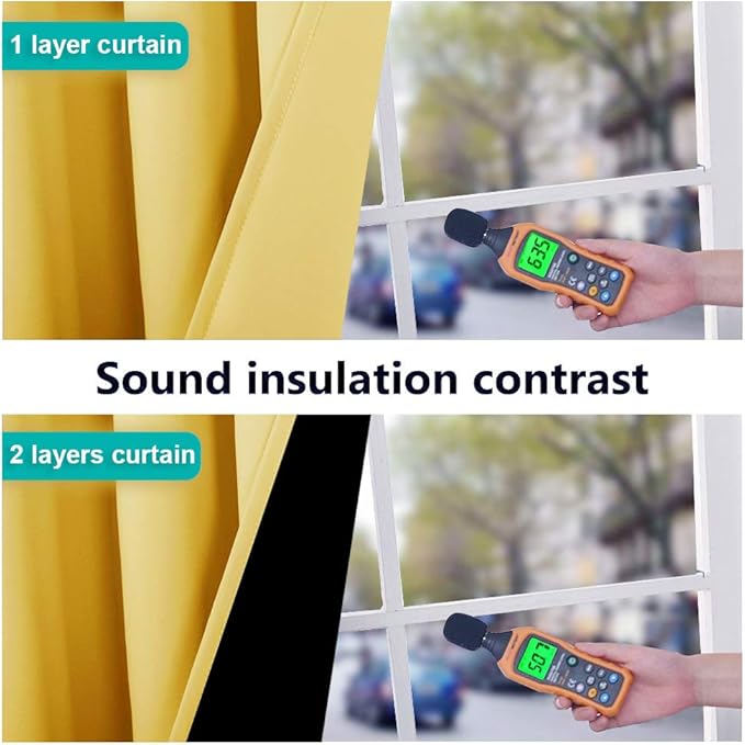 NICETOWN Blackout Window Curtain Panels, Heat and Cold Blocking Drapes for Nursery, 84 inches Drop Thermal Insulated Draperies for Patio Sliding Glass Door (Bright Yellow, 2 Pieces, 52 inches Wide)