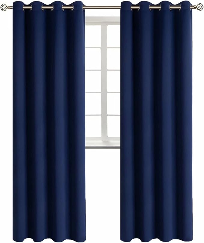 BGment Blackout Curtains for Living Room - Grommet Thermal Insulated Room Darkening Curtains for Bedroom, 2 Panels of 52 x 95 Inch, Navy