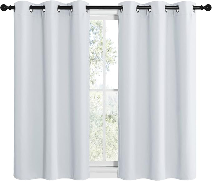 NICETOWN Room Darkening Draperies Curtains Panels, Window Treatment Thermal Insulated Grommet Room Darkening Curtains/Drapes for Bedroom (Greyish White, 2 Panels, W42" X L40")