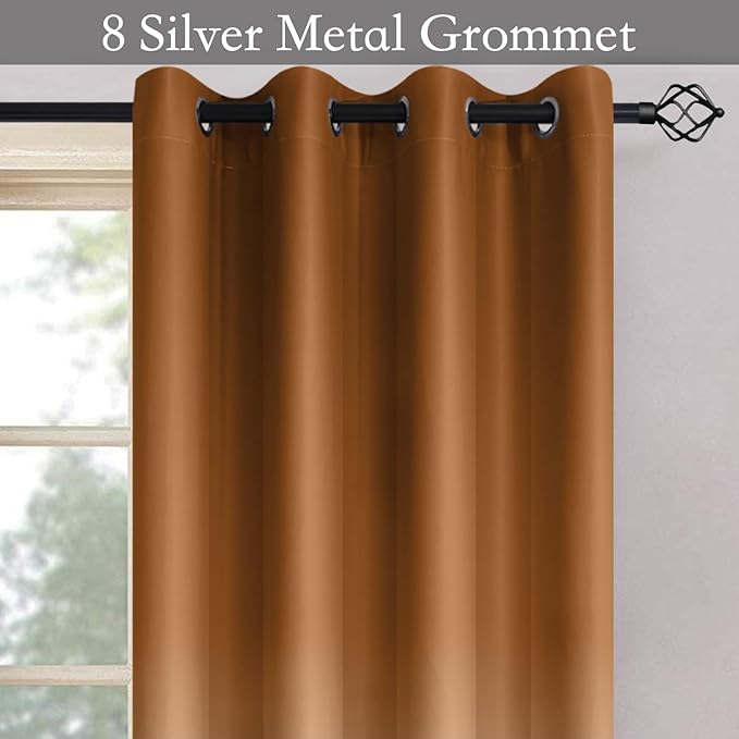 SimpleHome Ombre Room Darkening Curtains for Living Room, Light Blocking Burnt Orange to Grey White Thick Thermal Insulated Grommet Window Curtains Drapes for Bedroom, 2 Panels, 52x96 inches Length