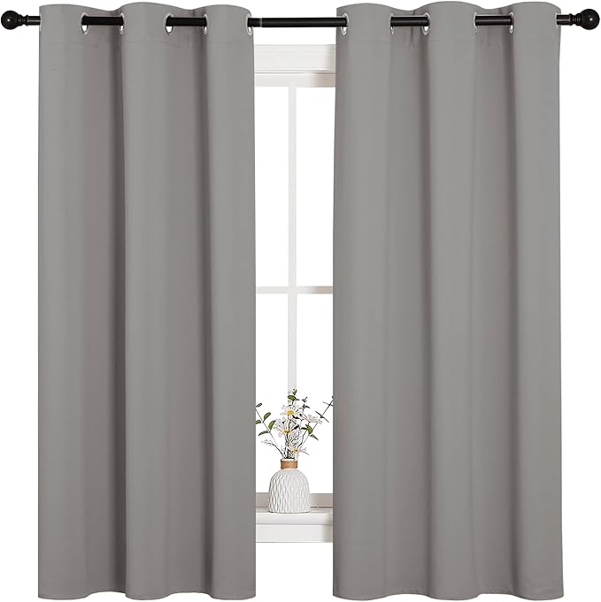 NICETOWN Blackout Curtains 63 inches Long, Thermal Insulated Solid Grommet Top Blackout Curtains/Drapes for Office (Sand Color, 1 Pair, 42 x 63 inches)