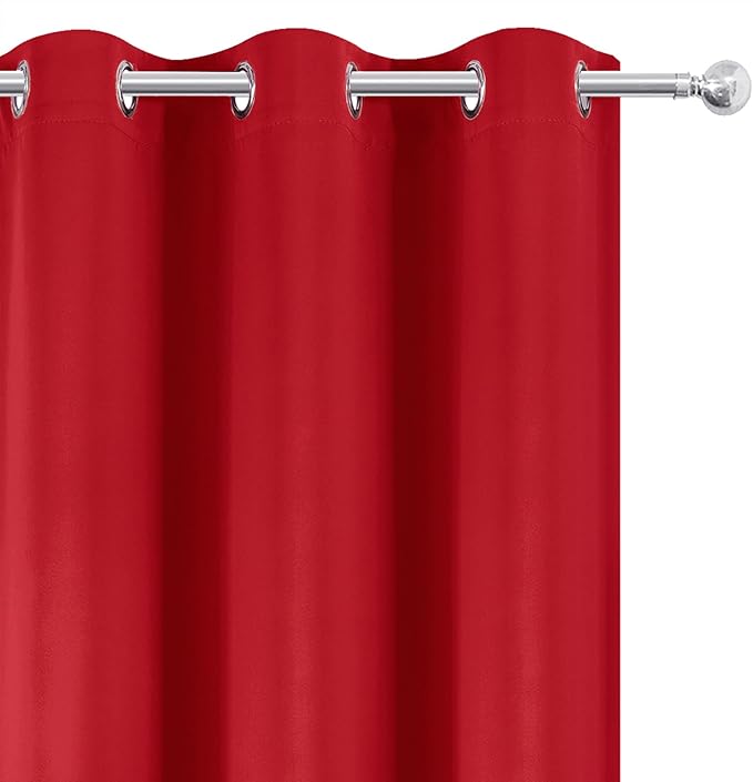 LEMOMO Blackout Curtains 66 x 54 Inch Long Bright Red Curtains Set of 2 Panels Room Darkening Curtains for Bedroom and Living Room