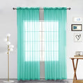 SpaceDresser Sheer Voile Window Treatment Rod Pocket Curtain Panels for Kitchen Bedroom Living Room Drapes Sunlight Filtering Privacy Semi Home Decor Assorted Colors Sizes (Turquoise, 52 W x 72 L)