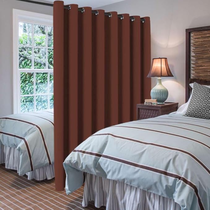 H.VERSAILTEX Blackout Patio Curtains 100 x 96 Inches for Sliding Door Extral Wide Blackout Curtain Panels Thermal Insulated Room Divider - Grommet Top, 8' Tall by 8.5' Wide - Rust