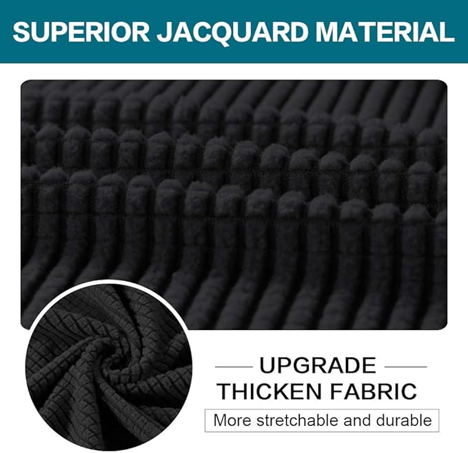 Turquoize 3 Piece Sofa Covers for 2 Cushion Couch Sofa Slipcover Soft Couch Cover for Dogs-Washable Sofa Furniture Covers with 2 Individual Cushion Covers, Feature Jacquard Fabric (Loveseat, Black)