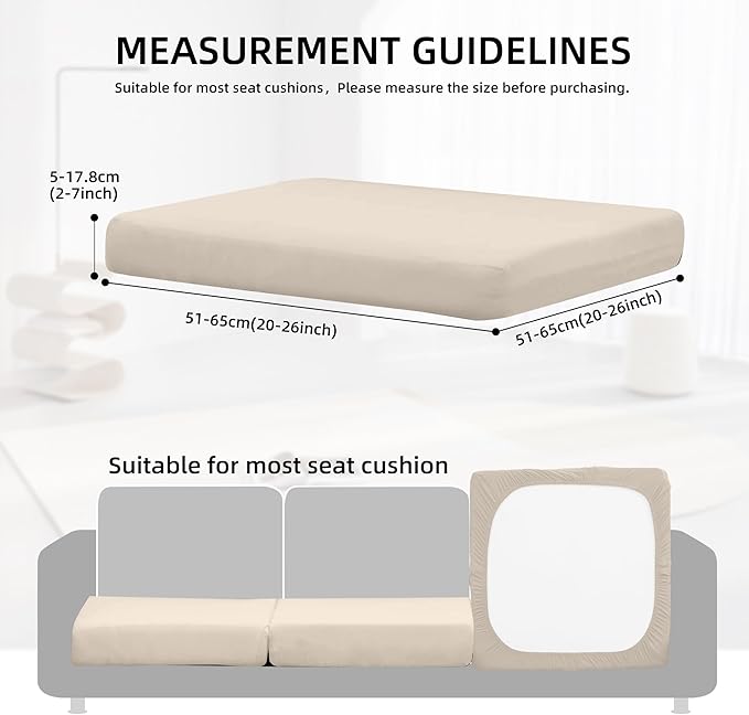 12Pcs Outdoor Cushion Covers, Patio Cushion Covers,Stretch Elastic Slipcovers, Replacement Washable & Reusable Furniture Protector for Patio Couch (Beige,Cover Only)