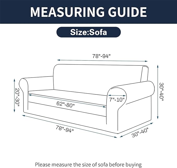 Cupuamon 2026 New Stretch Sofa Slipcovers Couch Cover for 3 Cushion Furniture Protector Sofa Covers with Elastic Bottom Jacquard Fabric Small Checks for Pets, Kids -Sofa, Riverside
