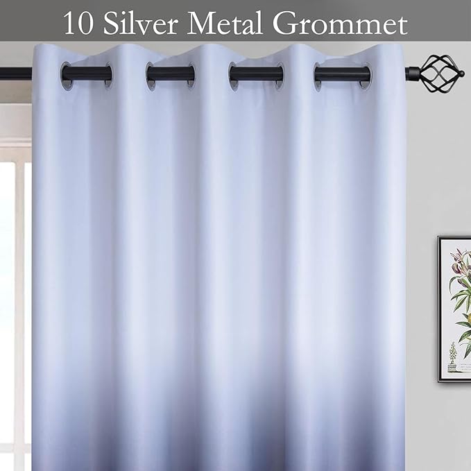 SimpleHome Gradient Color Ombre Room Darkening Curtains Blackout Black Thermal Insulated Grommet Panels Grommet Window Drapes for Living Room/Bedroom, Black,62x63 inches