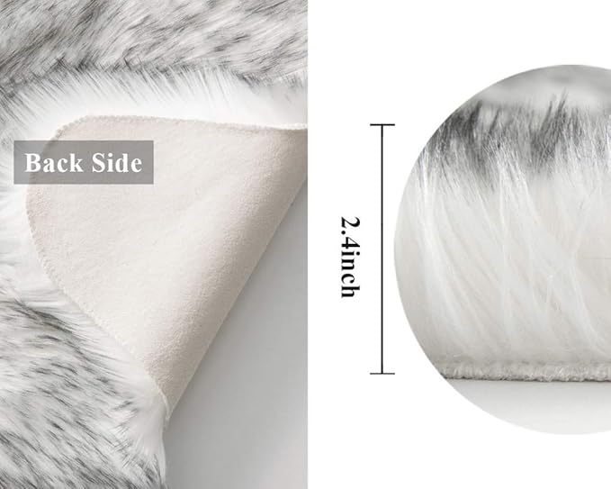 MIULEE Fluffy Rug Soft Shaggy Faux Fur Area Rug Luxury Plush Sheepskin Carpet for Bedroom Living Room Sofa Chair 2 x 3 Feet, Gradient Grey