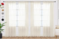 SpaceDresser Ivory Sheer Curtains 4 Panels Rod Pocket Semi-Sheer Curtain 96 Inches Long Light Filtering Voile Window Drapes for Bedroom Living Room Kitchen, Each 52W x 96L