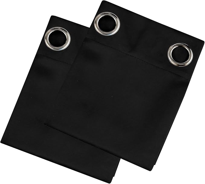 LEMOMO Blackout Curtains 66 x 54 Inch Long Black Curtains Set of 2 Panels Room Darkening Curtains for Bedroom and Living Room