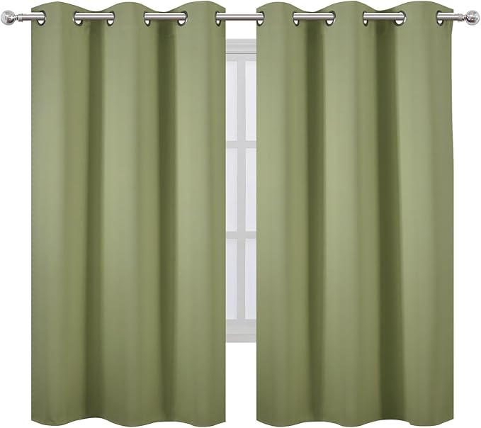 LEMOMO Sage Green Thermal Blackout Curtains/38 x 63 Inch/Set of 2 Panels Room Darkening Curtains for Bedroom
