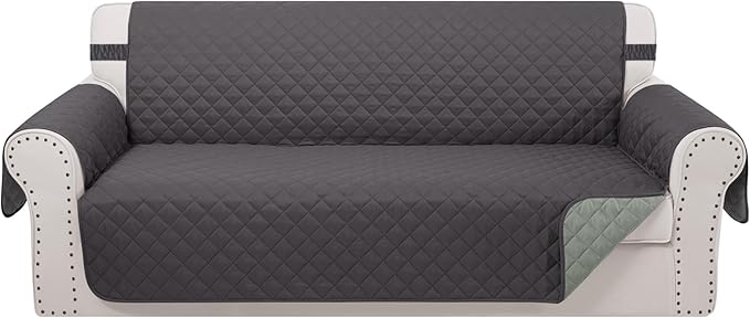 Reversible 4 Seater Sofa Cover 91 Inch Large Couch Cover Furniture Protector(Sofa XX-Large,Dark Grey/Light Grey)